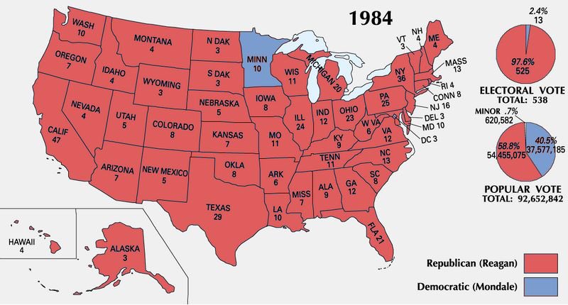 jc8236's tweet photo. We the People can send a clear message to the Left-Wing Establishment by repeating the 1984 Electoral Map. Go Trump! https://t.co/QNvYudVkkT