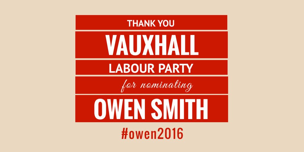 owensmith2016's tweet photo. Thank you Vauxhall CLP for nominating Owen this evening #Owen2016 https://t.co/JvUPgapV2N