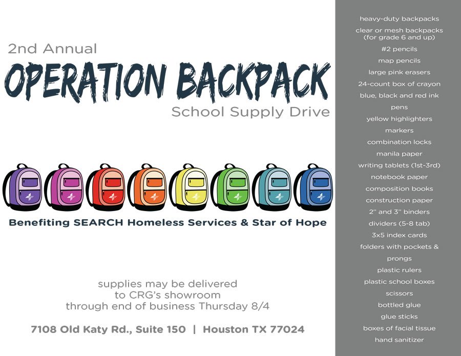 CRGOffice's tweet photo. Help us give Houston students a solid start to the school year. @StarOfHope @SEARCHhomeless 
https://t.co/7qj4d0nwcb https://t.co/jDgo65yh89