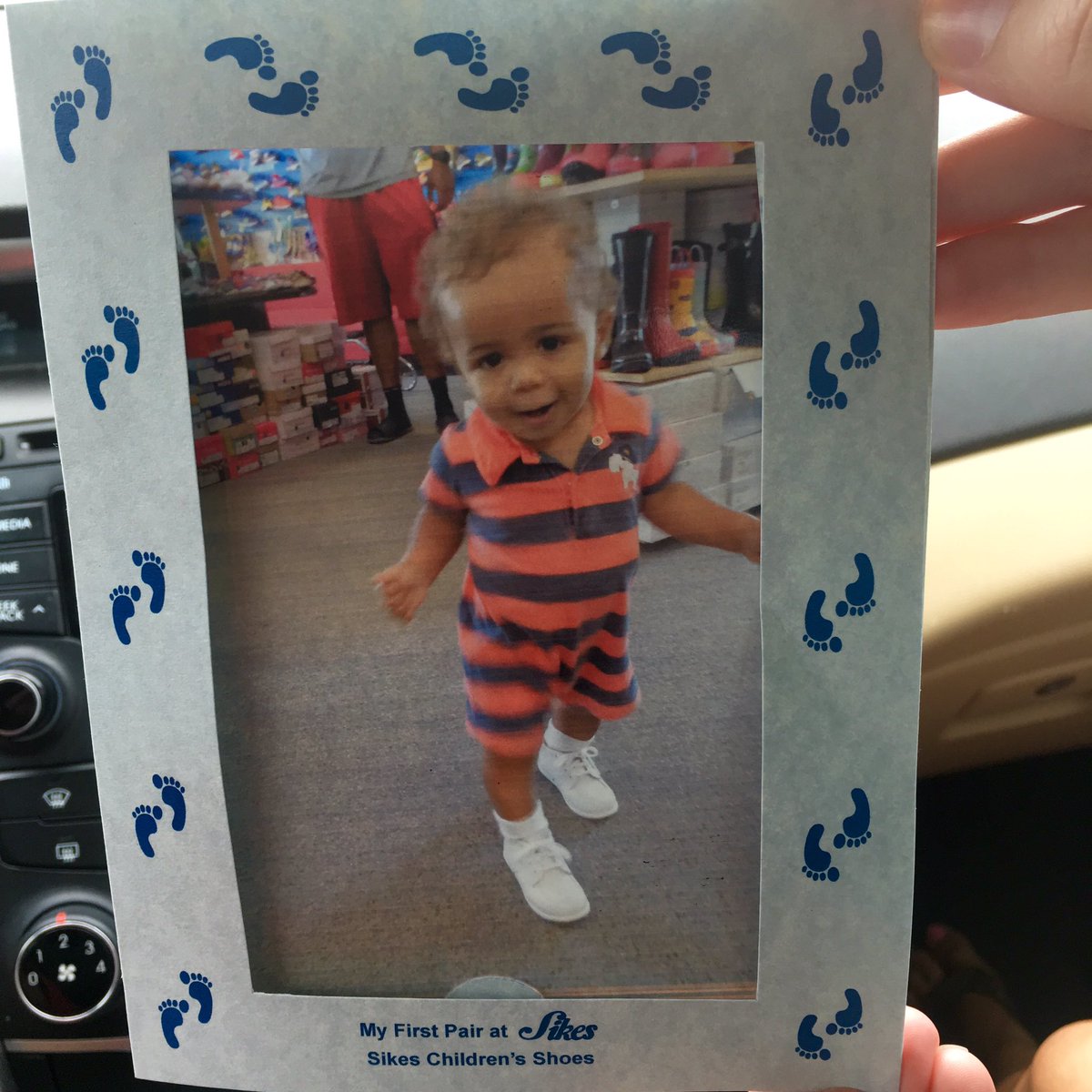 tayslade's tweet photo. Look who got their first pair of walking shoes today! So big! https://t.co/ZNpCfYaz2n