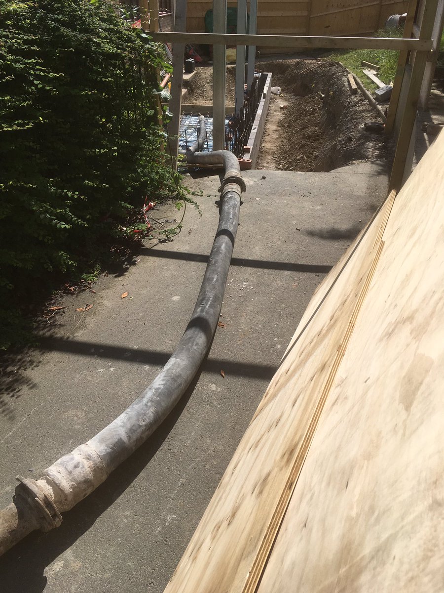 MpBuilding's tweet photo. Difficult site access at penygloddfa school, 50m pump needed to pour concrete slab https://t.co/zzd2wRjx0r