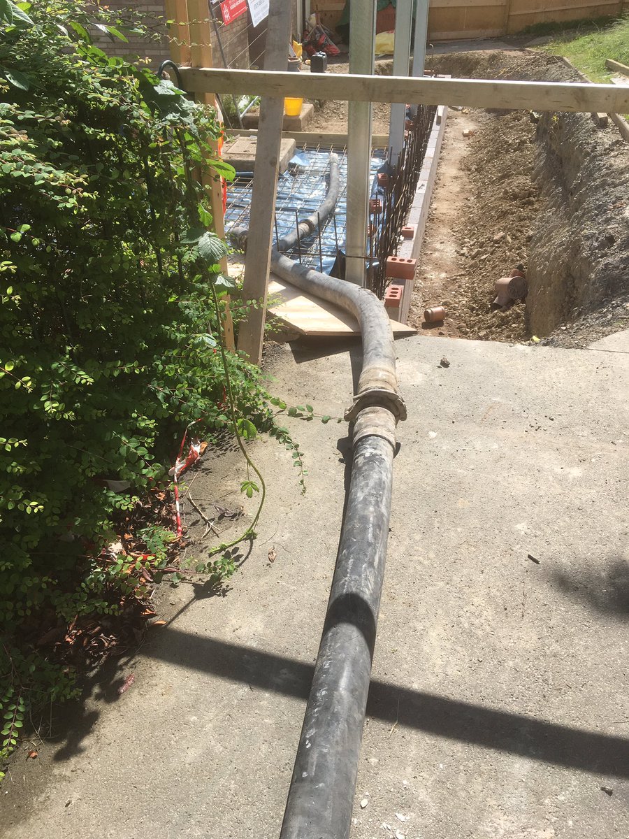 MpBuilding's tweet photo. Difficult site access at penygloddfa school, 50m pump needed to pour concrete slab https://t.co/zzd2wRjx0r