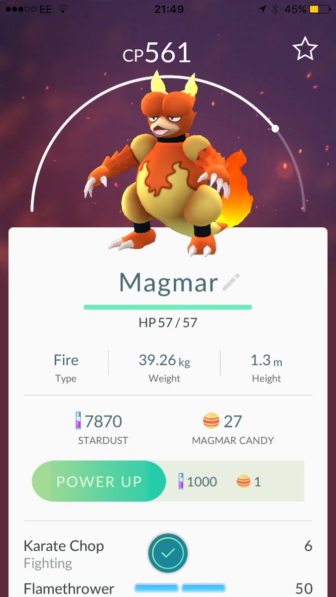 PrismGamingUK's tweet photo. First 10k egg was a Magmar. Also in todays hall Squirtle , Starmie & Ekans. #SuggestNames #PokemonGO #huntergatherer https://t.co/A2HLznNmIr