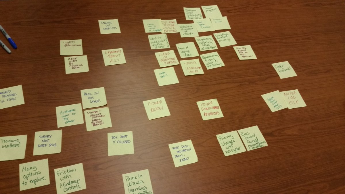 aclairefication's tweet image. #MobTesting observational #retrospective @testingclubatl #Agile2016 @LlewellynFalco @maaretp