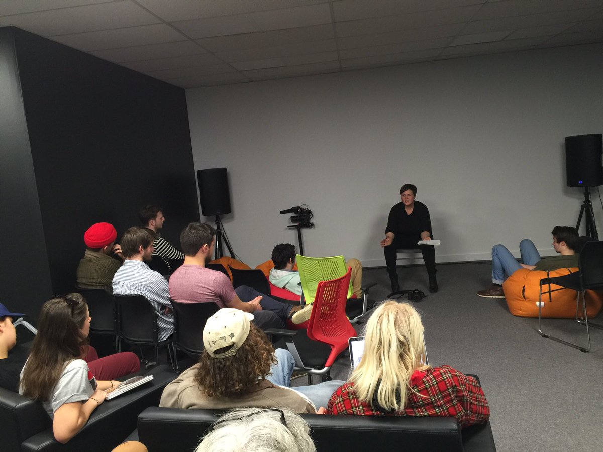 coca_cmp's tweet image. Production Development guest lecture by Heather. Her short 'Stevo' is playing at #nziff tomorrow (:-)