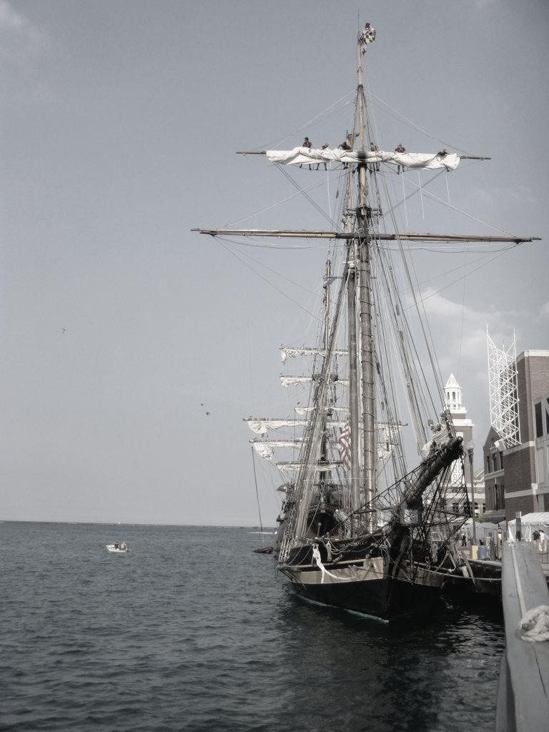 littorallymegan's tweet photo. #Tallships line the dock @NavyPier like the 1800s. #TBT #HistoryAlive #sailorsaloft #GreatLakes #squaresails https://t.co/jVn55CNVAQ