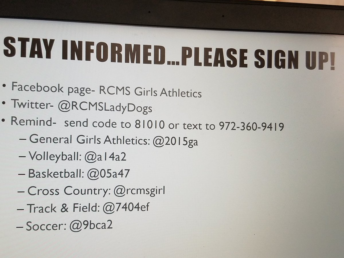 RCMSLadyDogs's tweet photo. Keep up to date on happenings with RCMS Girls' Athletics.  Share this info with classmates and parents! https://t.co/151AhcHeAK