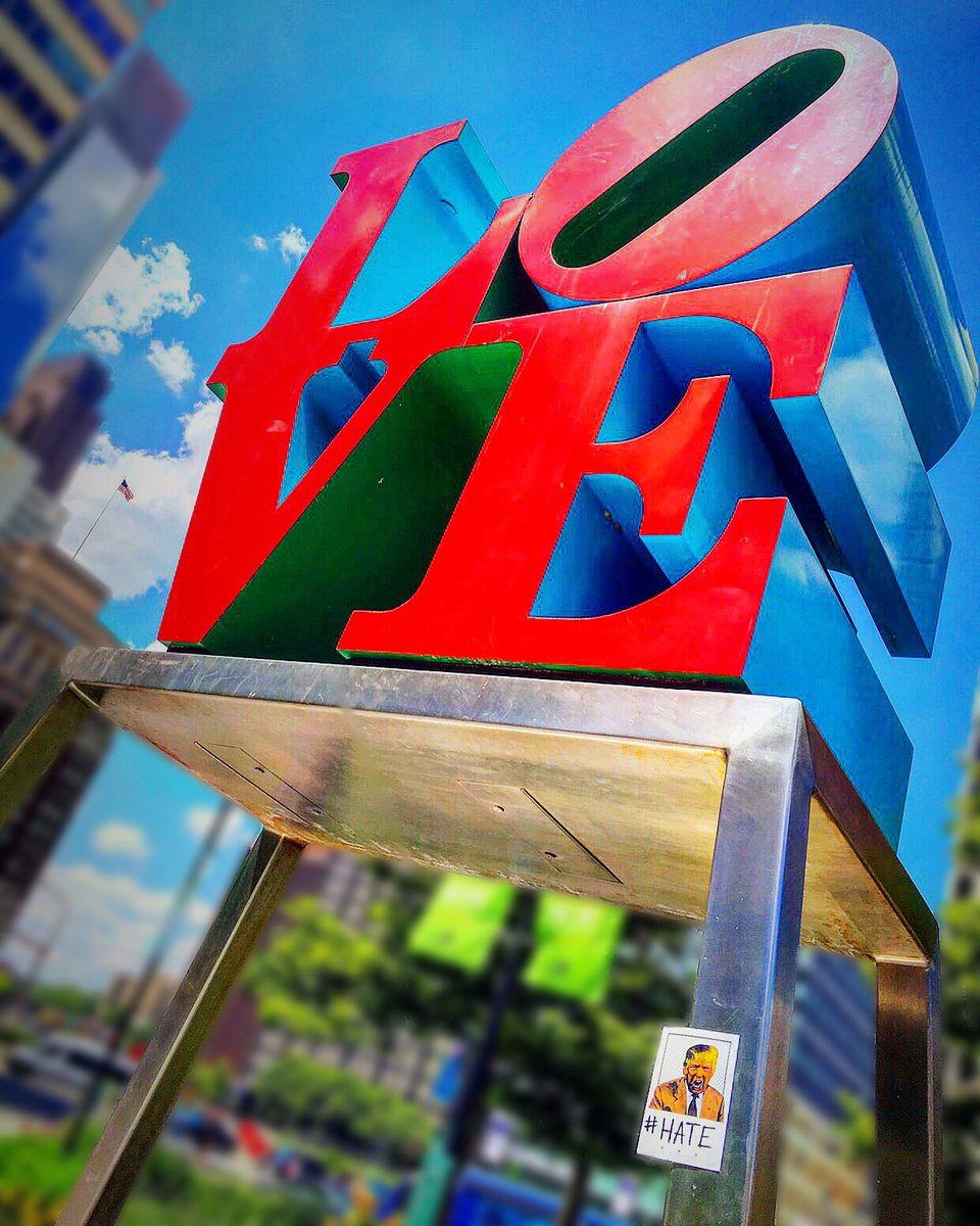 TrumpDicPic's tweet photo. Love Over Hate    #TrumpDicPic #Hillary #Trump #DemsInPhilly #StreetArt #DNCinPHL #Hate #F4F #Sticker #MadamPOTUS https://t.co/lMu6OGWico