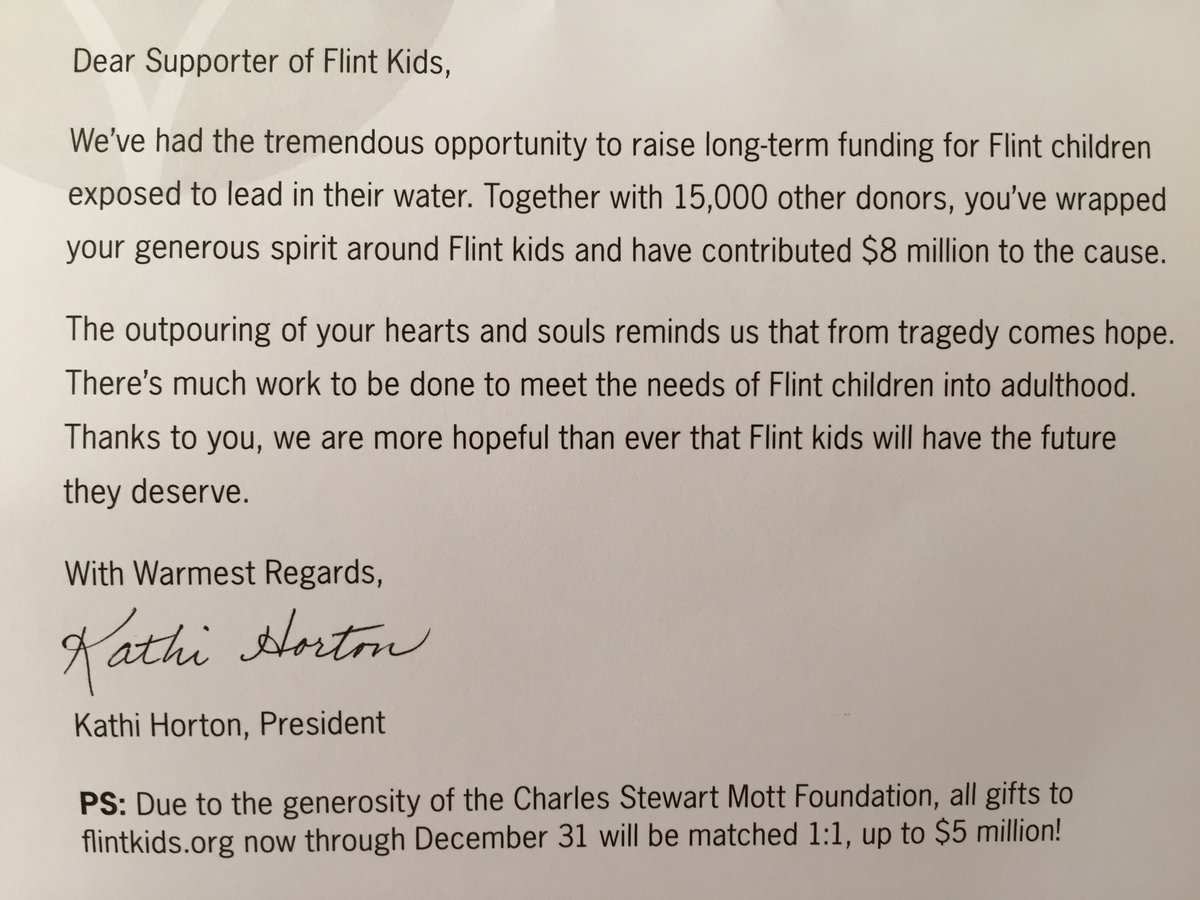 Letter we received from @cfgreaterflint saying ALL DONATIONS will be matched now til Dec 31

notsafetodrink.bandcamp.com