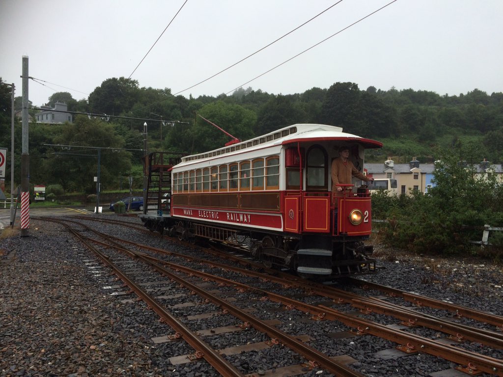 manxelectric's tweet photo. Car 2 and Tower Wagon 1 at Dumbells Row on the 'Works and Wires' special tour this afternoon. https://t.co/cfeCNDvRjF