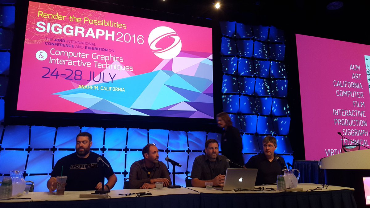 malducin's tweet photo. It's @danlobl Paul Kavanagh @ptubach Daniel Pearson from @ILMVFX #StarWars #TheForceAwakens #SIGGRAPH2016 https://t.co/xx6M9DR7XF
