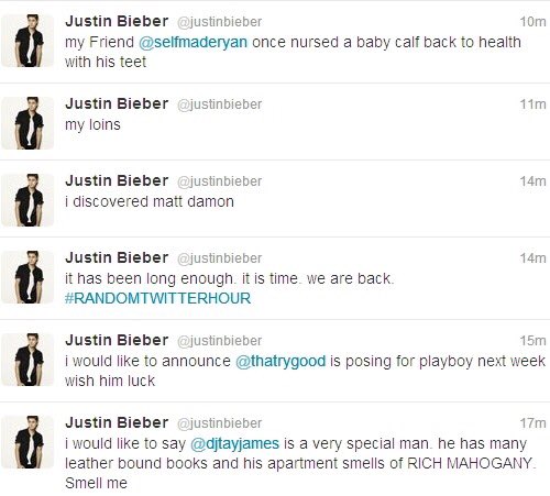 UniqueBiebz's tweet photo. I miss #RANDOMTWITTERHOUR days https://t.co/SryDge4nod