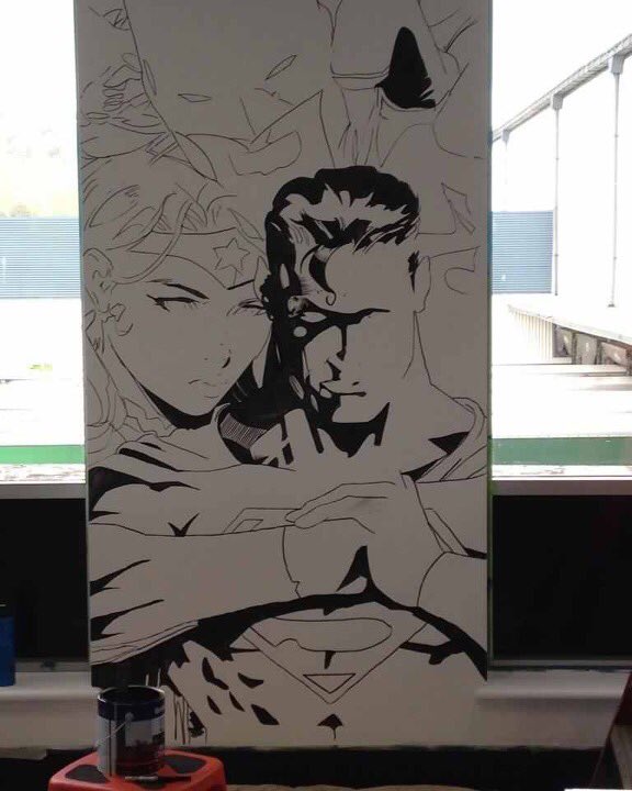 GuyRuddsillust's tweet photo. I've been lucky enough to work on doing a mural with free range.
Day 1 part 1, Total time spend 8 hrs so far.... https://t.co/XIPCB73Cv0