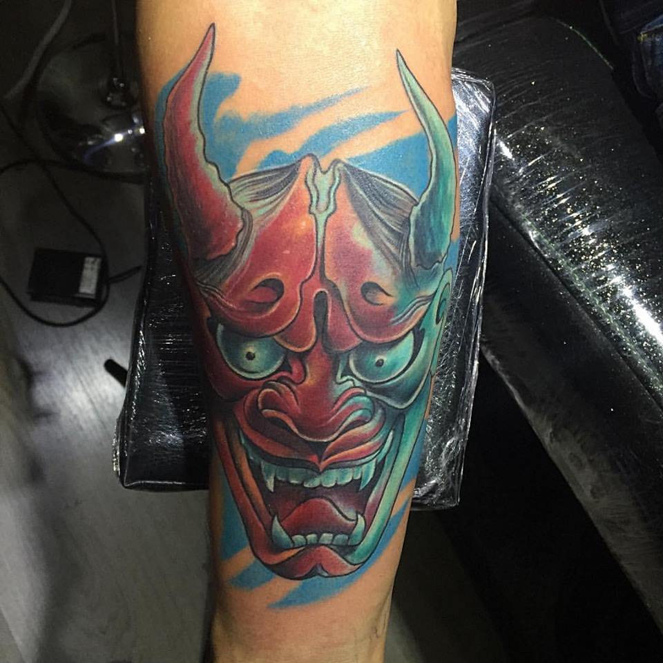 ExoticTattooMed's tweet image. #HannyaMask, full color de la mano de Andrés Rodas! #ExoticStyle #ExoticTattoo #MedellinTattoo #TatuajesMedellin