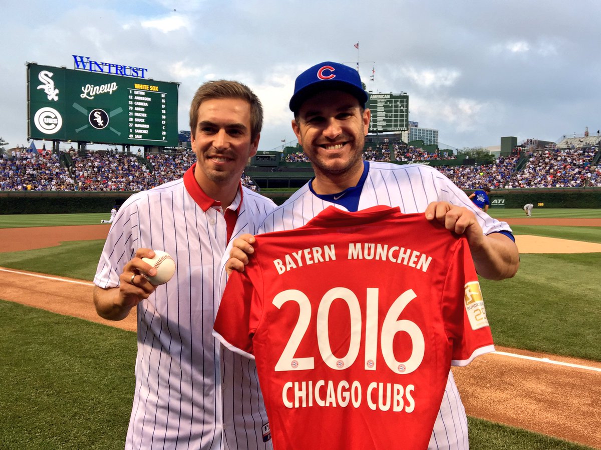 Cubs's tweet photo. New kits for both @philipplahm &amp; @miggymont26 before first pitch! https://t.co/L9SYvwBHu1