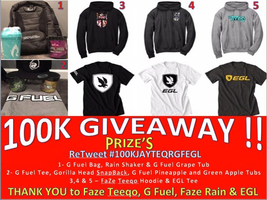 JasonFalco4's tweet image. My 100K Giveaway !! Thank you all. Love you guys. Retweet   #100KJAYTEQRGFEGL Winners will be picked Aug. 2nd