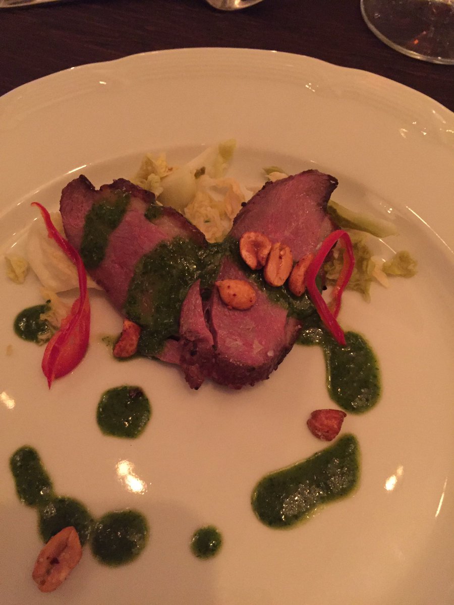ChefJonBiegel's tweet photo. Smoked Duck Breast created by  @TheDrakeOKC Chef Chad Willis #odysseyok @CarlisleFSP https://t.co/j4jU54BH2H