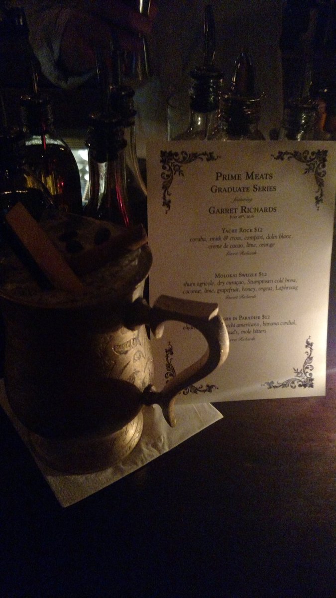 orgeatworks's tweet photo. The Molokai Swizzle featuring OWL'S T'orgeat. Young @GarretJRichard is behind the stick @PrimeMeats slinging Tiki! https://t.co/IOtKXkw4JV