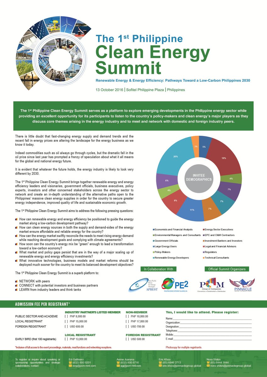 1PCES's tweet image. The 1st Philippine Clean Energy Summit 
13 October 2016 | Sofitel Philippine Plaza | Philippines