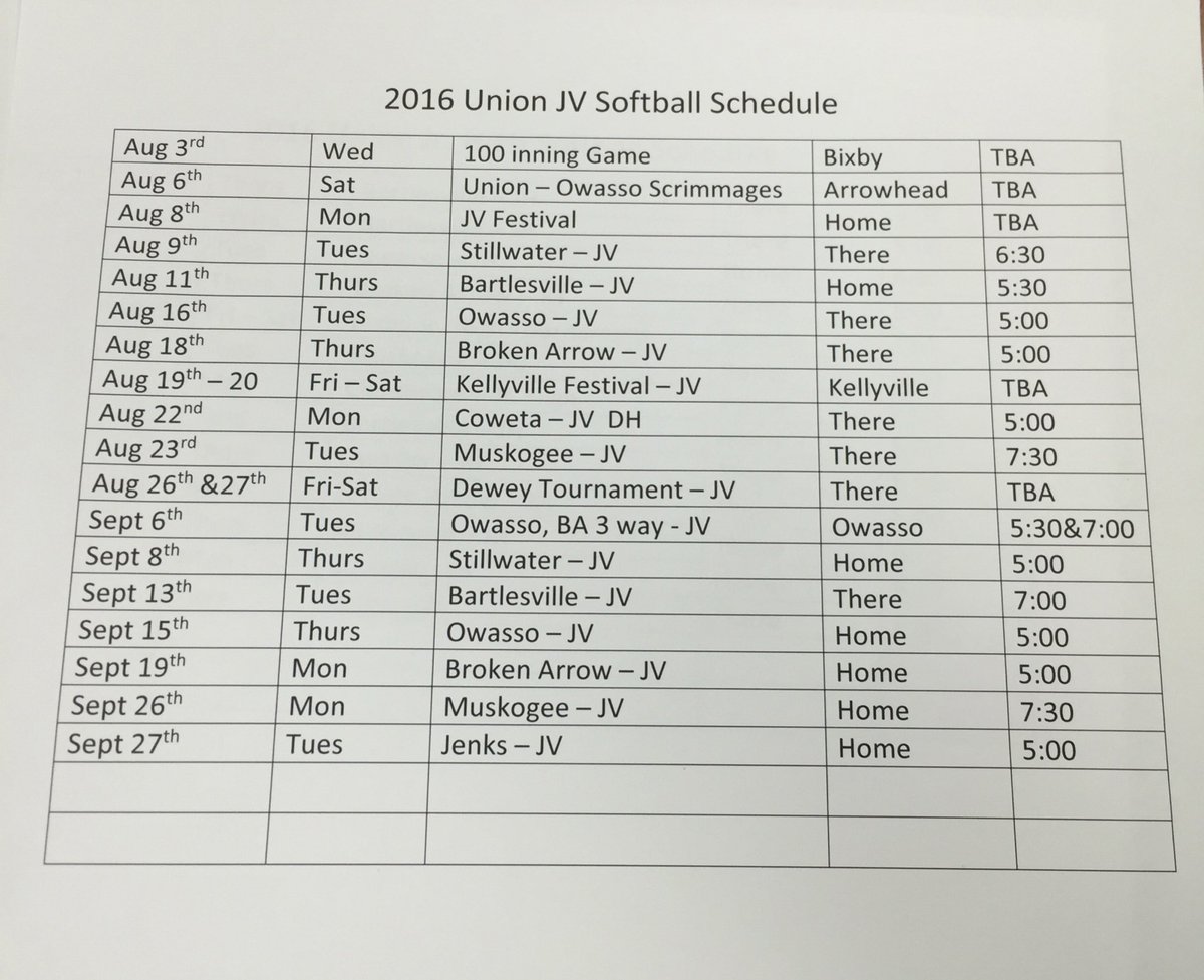 union_sb's tweet photo. Varsity and jv schedules, season is getting close!!!! ⚾️🙌🏽🏆 https://t.co/lQxA9Xdqip