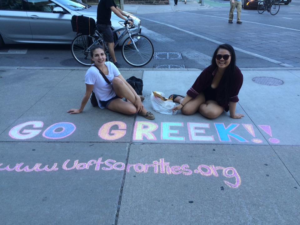 Have you seen our chalking around campus? We like to show our creative side 😏! #gogreek #UofT #sororities