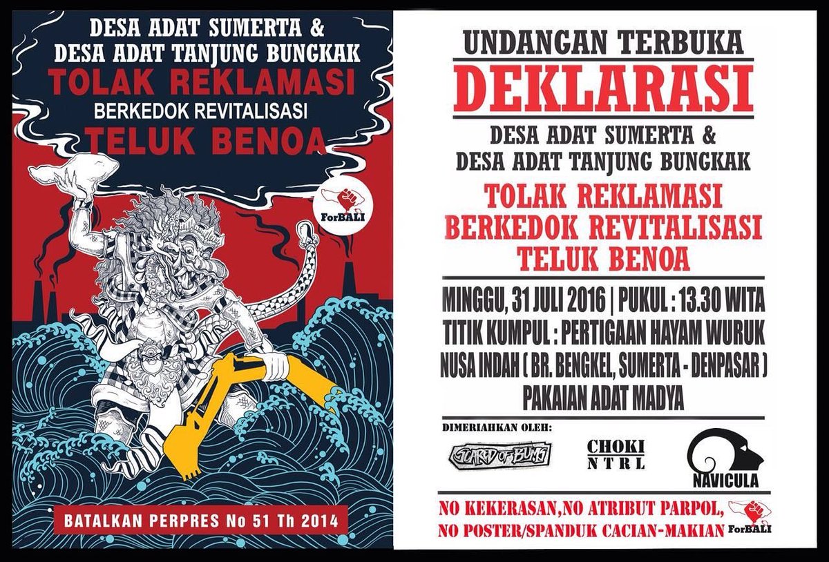 Di panggung rakyat #BaliTolakReklamasi 31 Juli besok, senang rasanya NVCL akan main 2 lagu dg Coki <a href="/Blueskycloud9/">blueskycloud</a>