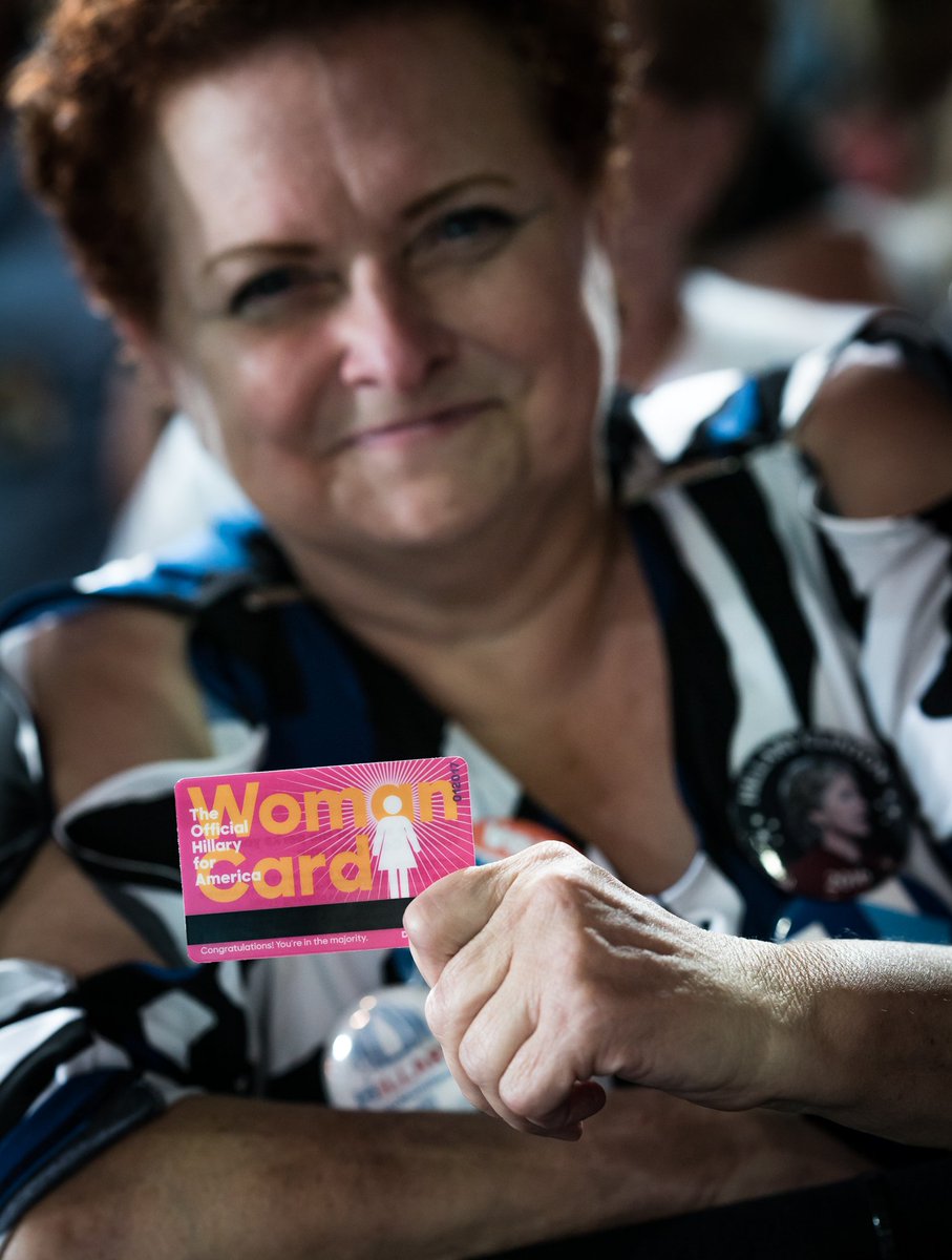 HillaryClinton's tweet image. "If fighting for affordable child care and paid family leave is playing the woman card, then deal me in!” —Hillary