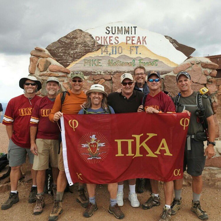 dipskp's tweet photo. @PiKappaAlpha Delta Pi Pike alums from early 80's finishing a climb of Pikes on Pikes Peak #phiphika #brotherhood https://t.co/Kl6WEOjDNj
