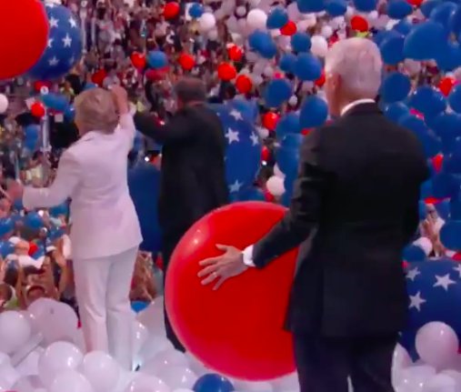 loony for balloons the clintons delight in democratic convention