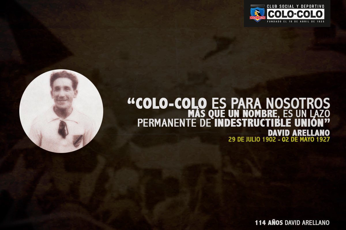 CSDColoColo's tweet photo. ¡Feliz cumpleaños querido David Arellano! Fundador y referente. Por siempre en la memoria de todos los colocolinos! https://t.co/1MOQVgHKuo