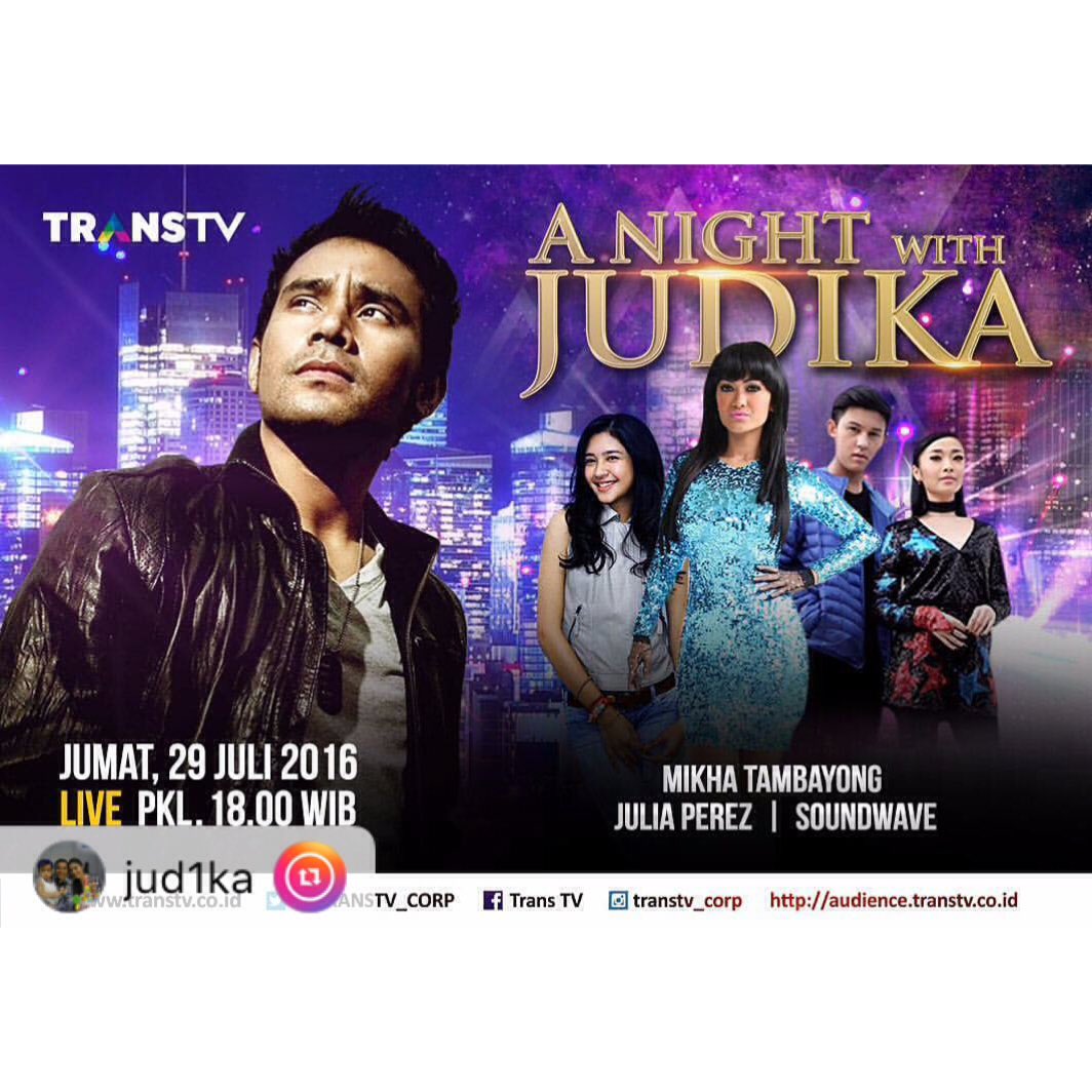 #ANightwithJudika <a href="/judika_transtv/">A NIGHT WITH JUDIKA</a> <a href="/Judikajude/">Judikajude</a> jam 6 sore ini. Jangan lupa ya Judikaholic.. See you...