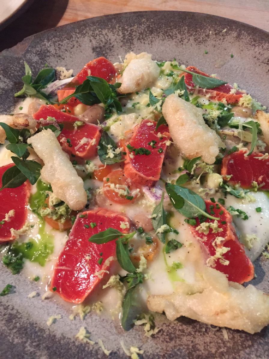 HMBWasabi's tweet photo. Check out what The Progress in San Francisco is doing with our wasabi. Creamy polenta with corn &amp; salmon tataki https://t.co/0WOKxGjIU9