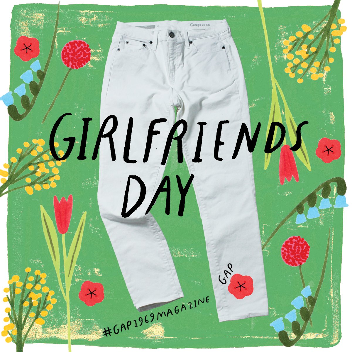 Gap_JP's tweet photo. 【#Gap今日は何の日】8/1は「ガールフレンドに感謝と愛情を示す日」。彼女への思いを表現した花束と、ガールフレンドデニムを贈って最高に素晴らしい日を過ごして！https://t.co/t6hou4VMbC https://t.co/49DmPXAmDl