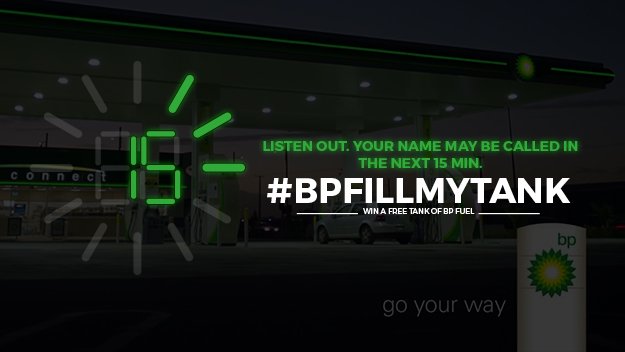 Make sure you're listening to @HammanTime if you made your #BPFillMyTank post. Names being called out NEXT!