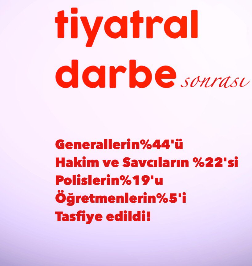 DrKudret's tweet photo. DARBE SENARYOSU SONU:
Generallerin%44'ü
Hakim ve Savcıların %22'si
Polislerin%19'u
Öğretmenlerin%5'i
Tasfiye edildi https://t.co/R13BkjGac2