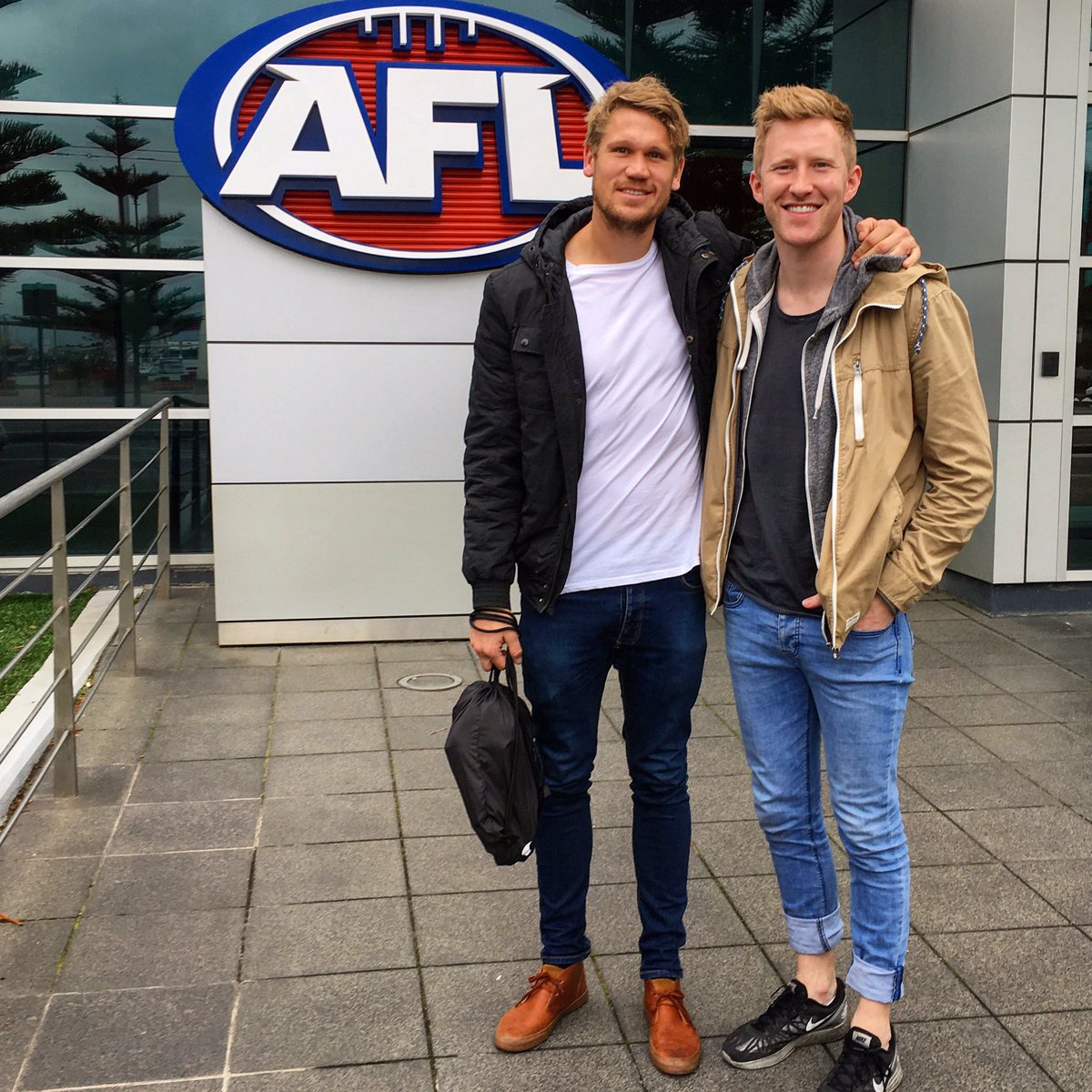 jasonballau's tweet photo. #PrideGame photoshoot for @AFLrecord complete ✔️ Always a pleasure to catch up with this legend. https://t.co/H2Dnfvvzqx