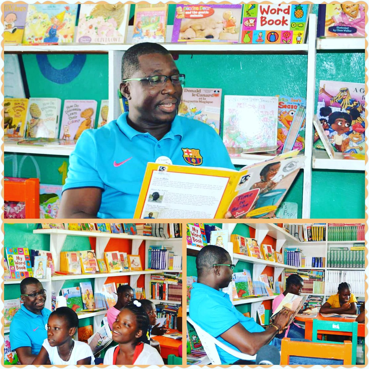 liberianjue's tweet photo. #LetDadsRead KEEP extends thanks to Benjamin O. Solanke for coming by the reading room to read to the kids recently. https://t.co/wFZbO6W5cU