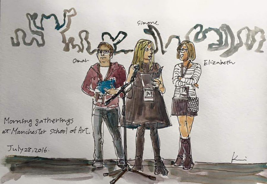 phew what an exhausting but fun 1st day. #uskmanchester2016 <a href="/urbansketchers/">urbansketchers</a> Morning gathering pic by @kumimatsukawa