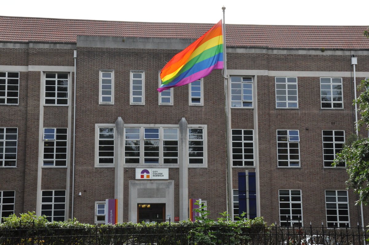 norwichcollege's tweet photo. We are proud to be flying the rainbow flag for #NorwichPride this weekend! @NorwichPride 🌈❤️ https://t.co/In3XqSofZO