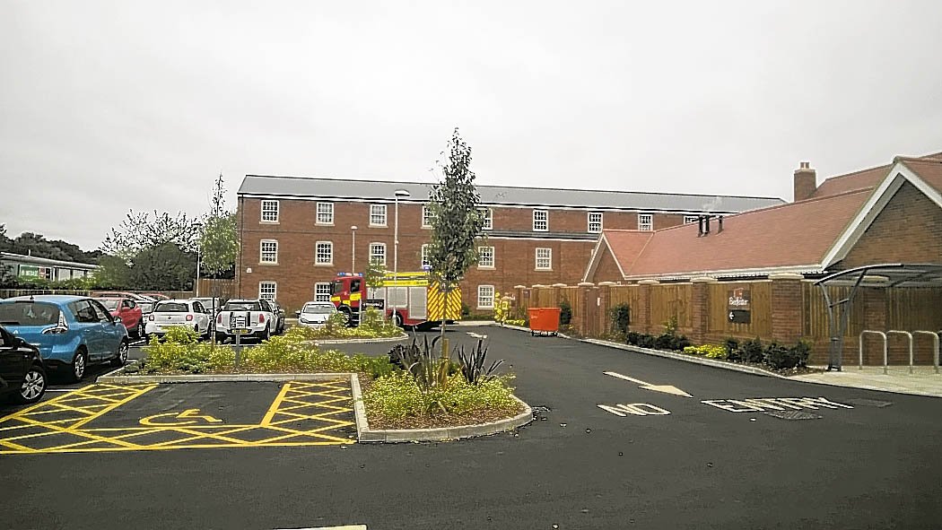 surreyandhants's tweet photo. Firefighters @premierinn #Farnham this morning. Luckily false alarm. All well. https://t.co/TMV8hLdKgf