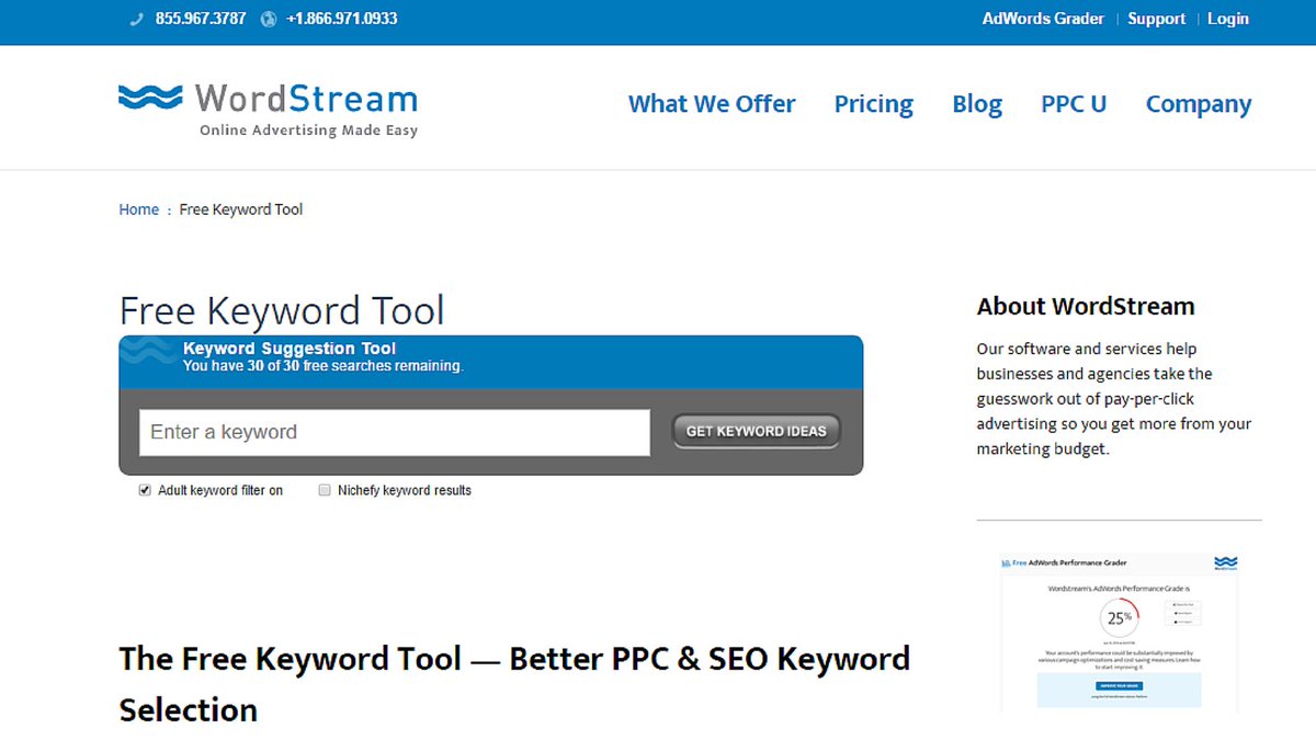 ReportGarden's tweet image. @WordStream boasts of trillion-keyword database &amp;amp; Try 30 keywords for free #AlternativeTools bit.ly/2as3FnU