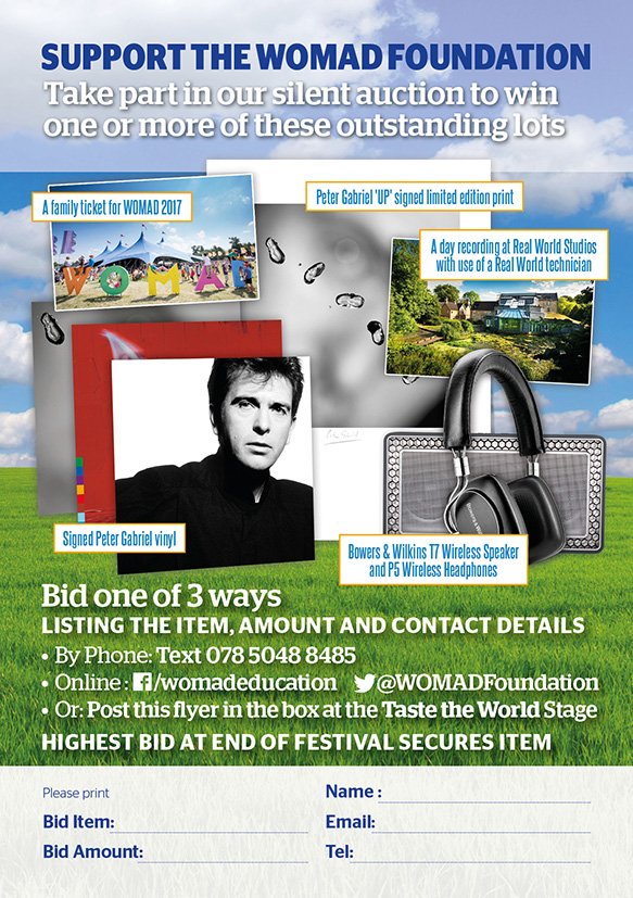 WOMADFoundation's tweet photo. @itspetergabriel new vinyl release has sold out but bid for at set @WOMADFoundation auction - Now until Sunday 5pm https://t.co/jJMrGX7f10