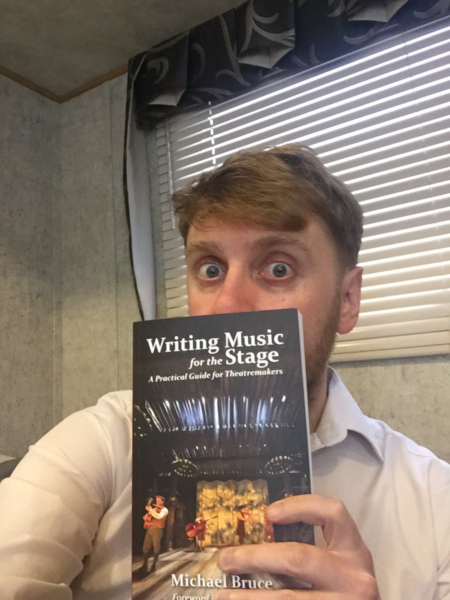 jamiebeamish's tweet photo. Filming = waiting. Keeping me sane in the trailer today @MBruce83's terrific #writingmusicforthestage Bravo Maestro! https://t.co/oHUAGkgLVU