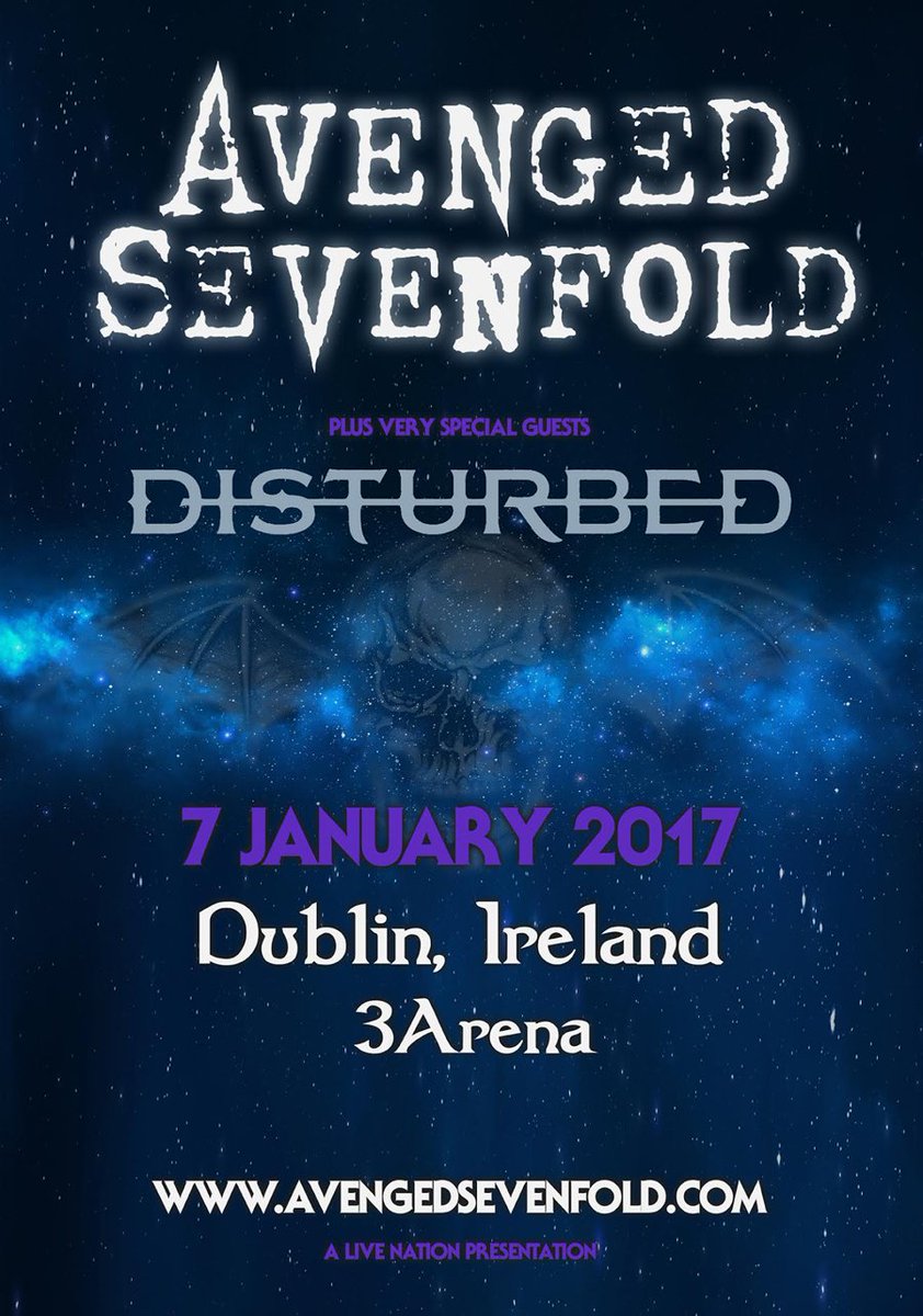 TheOfficialA7X's tweet photo. Dublin, let’s grab a pint! We’ll be in town on January 7th with special guest @Disturbed! https://t.co/7oIiA8Yu3N https://t.co/TkfuvXN2Bg
