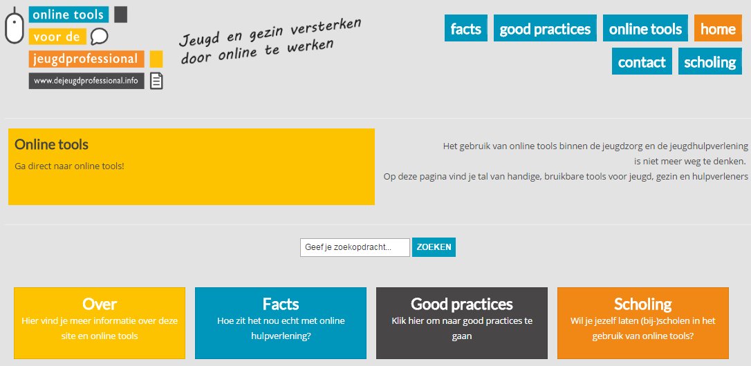 Onze site geeft overzicht van diverse online tools binnen de jeugdzorg &amp; jeugdhulpverlening! dejeugdprofessional.info