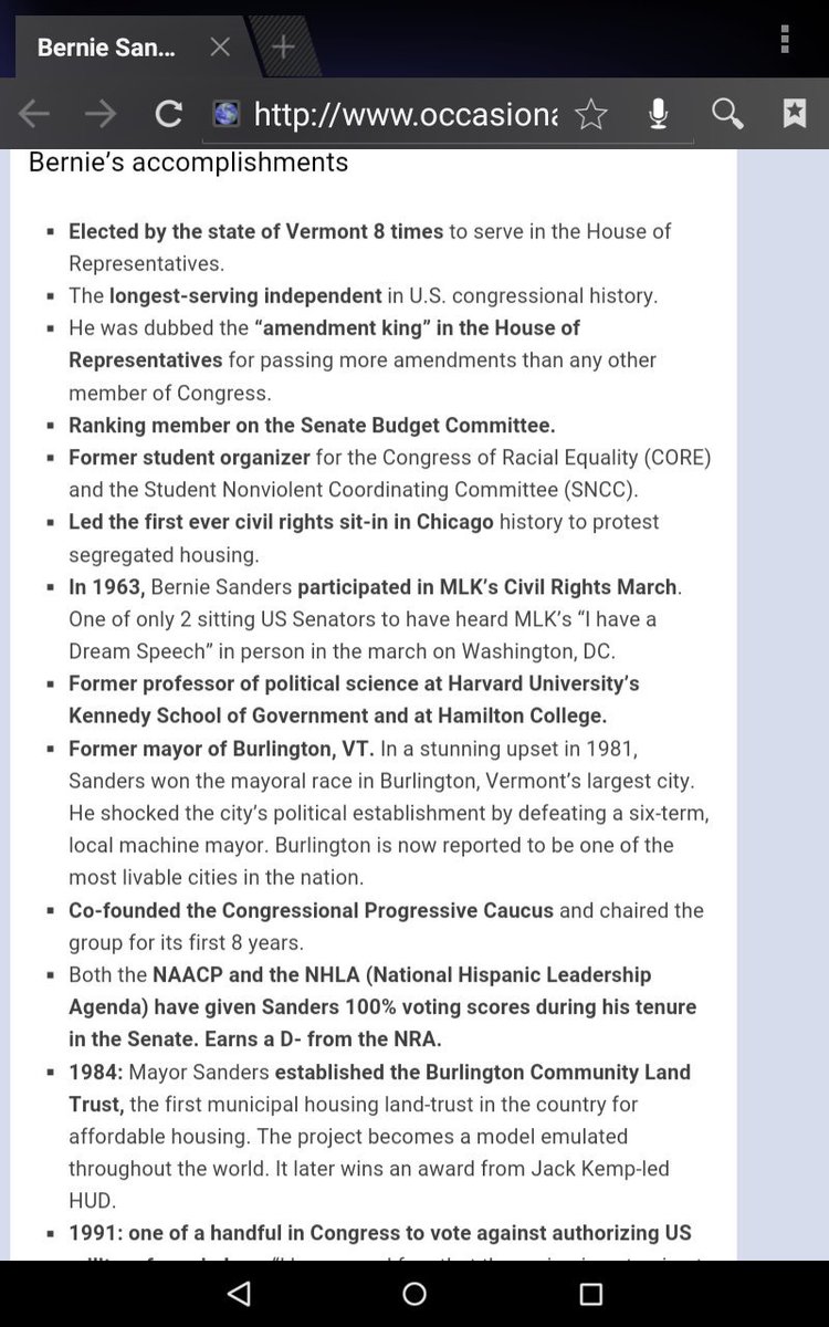 MissTYinzer412's tweet image. @BernieSanders and his accomplishments... #Facts #AmendmentKing #BernieOrBust #JillNotHill