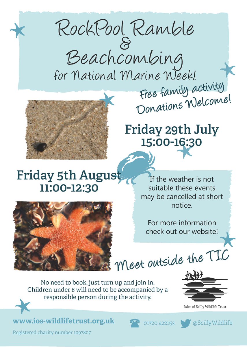 Join us today for a #RockpoolRamble & be prepared to get wet! #Scilly #NationalMarineWeek #SupportALocalCharity