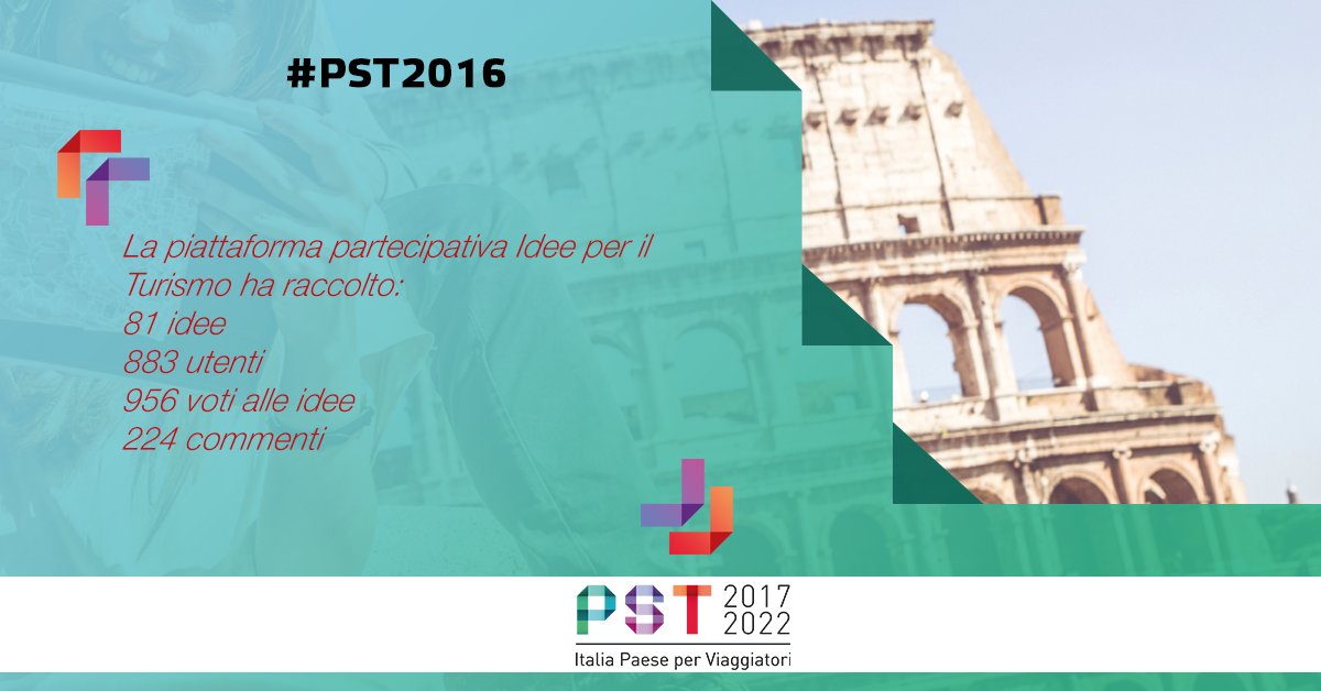 MiC_Italia's tweet photo. #PST2016 Piattaforma Idee per #Turismo: strumento di dibattito aperto e partecipativo sul futuro turistico italiano https://t.co/IOZGDb6QM8