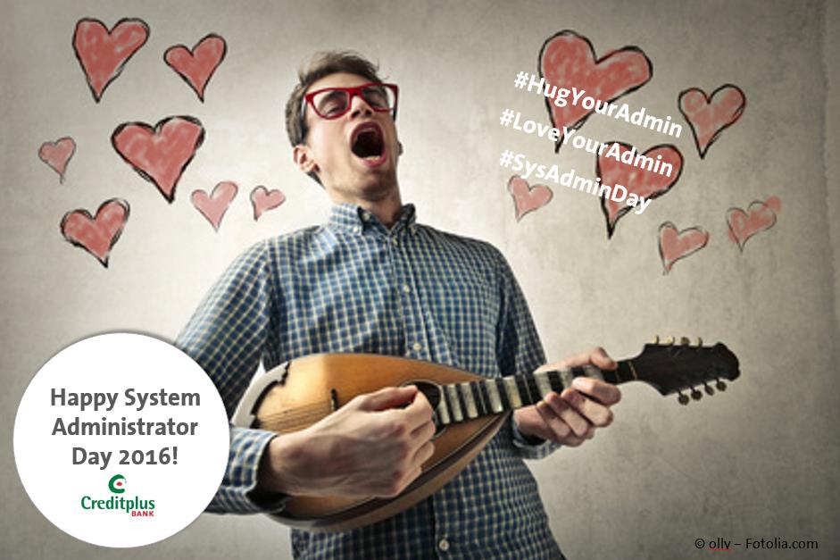 creditplusbank's tweet photo. Heute ist System Administrator Appreciation Day! #HugYourAdmin #LoveYourAdmin #SysAdminDay https://t.co/QtKSoDD3xW