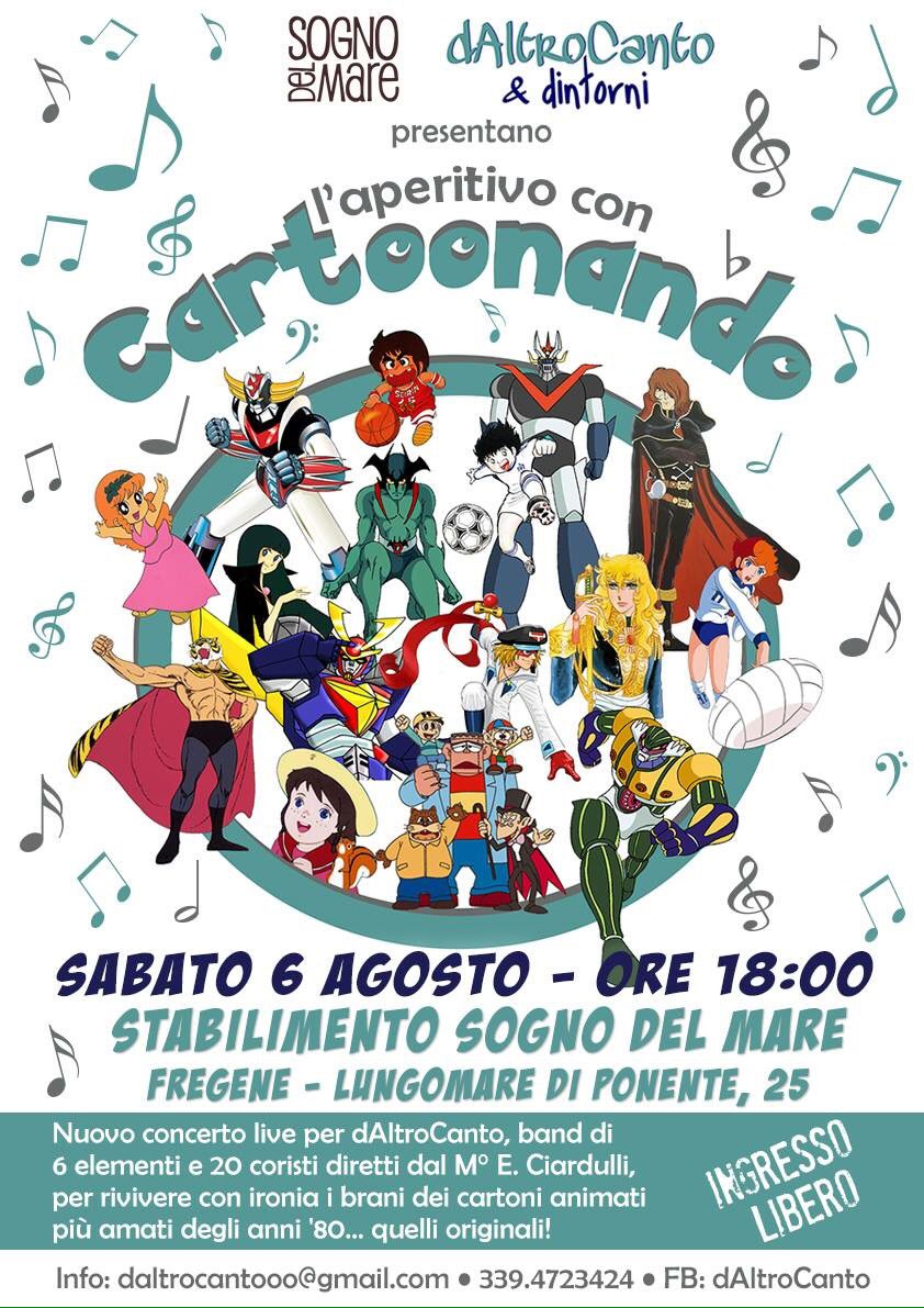 eciardulli's tweet photo. Torna #cartoonando!Vi aspettiamo sabato 6 Agosto a Fregene per un aperitivo! @iMaxZard @daltrocantodint @AtmosfereA https://t.co/IHZI3o9QRL